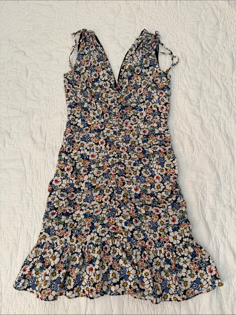 Veronica beard Jackson Floral Ruched Mini dress size 2 - Picture 4 of 14
